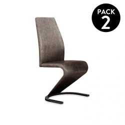 Pack de 2 Sillas de Comedor, Salón o Cocina – Tapizadas en Tela Jarama Color Marengo, Medidas: 45 cm x 64 cm x 100 cm