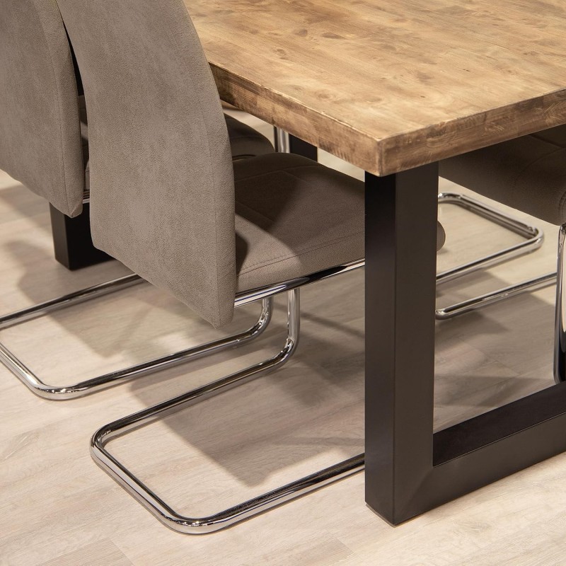 Pack de 4 Sillas Tapizadas para Salón – Acabado Marengo con Patas Cromadas de Aluminio, Medidas: 42,5 cm x 52 cm x 99 cm