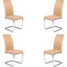 Pack de 4 Sillas Tapizadas para Salón– Acabado Color Beig con Patas Cromadas de Aluminio, Medidas: 42,5 cm x 52 cm x 99 cm