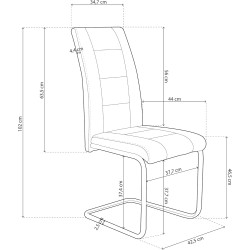 Pack de 4 Sillas Tapizadas para Salón– Acabado Color Beig con Patas Cromadas de Aluminio, Medidas: 42,5 cm x 52 cm x 99 cm