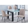 Pack de 4 Sillas Modernas para Comedor– Tapizado en Color Beig con Patas Metálicas Negras, Medidas: 46 cm x 55 cm x 92 cm