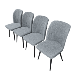Pack de 4 Sillas Modernas para Comedor– Tapizado en Color Gris con Patas Metálicas Negras, Medidas: 46 cm x 55 cm x 92 cm