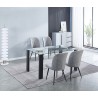 Pack de 4 Sillas Modernas para Comedor– Tapizado en Color Gris con Patas Metálicas Negras, Medidas: 46 cm x 55 cm x 92 cm