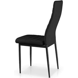 Pack de 6 Sillas Tapizadas para Salón, Color Negro y Patas Negras. Medidas: 39,5 cm (Anc) x 37,5 cm (Fon) x 96 cm