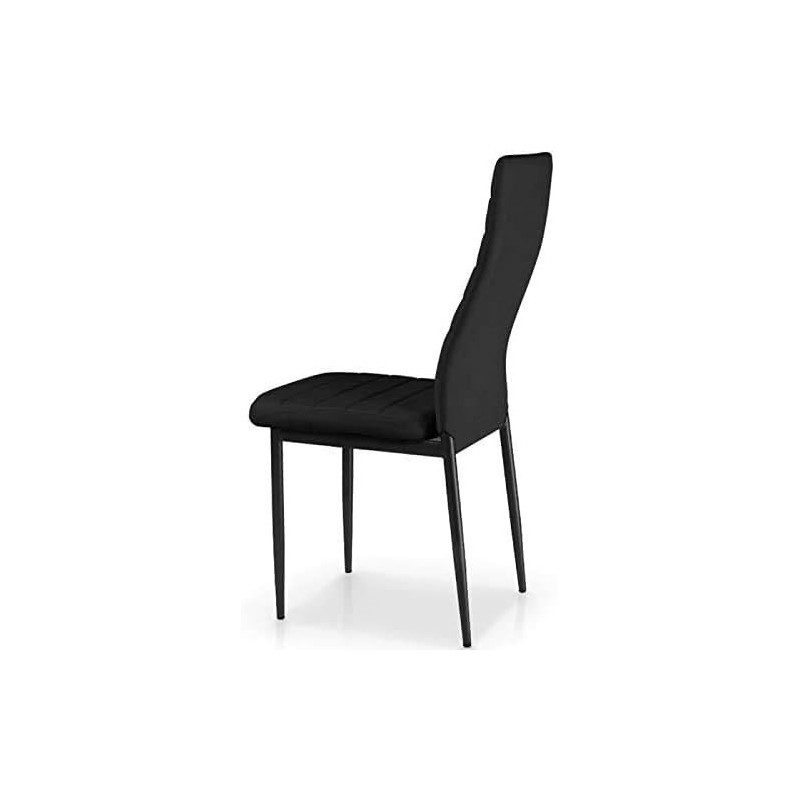 Pack de 6 Sillas Tapizadas para Salón, Color Negro y Patas Negras. Medidas: 39,5 cm (Anc) x 37,5 cm (Fon) x 96 cm