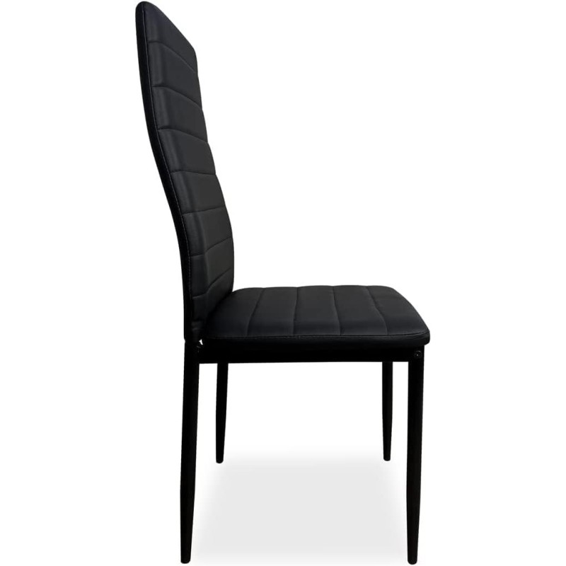 Pack de 6 Sillas Tapizadas para Salón, Color Negro y Patas Negras. Medidas: 39,5 cm (Anc) x 37,5 cm (Fon) x 96 cm