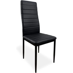 Pack de 6 Sillas Tapizadas para Salón, Color Negro y Patas Negras. Medidas: 39,5 cm (Anc) x 37,5 cm (Fon) x 96 cm