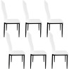 Pack de 6 Sillas Tapizadas para Salón, Color Blanco y Patas Negras. Medidas: 39,5 cm (Ancho) x 37,5 cm (Fondo) x 96 c