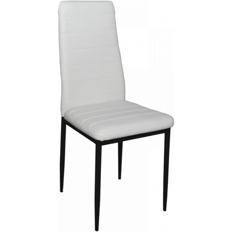 Pack de 6 Sillas Tapizadas para Salón, Color Blanco y Patas Negras. Medidas: 39,5 cm (Ancho) x 37,5 cm (Fondo) x 96 c