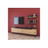 Mueble TV Completo en Melamina Color Roble y Negro, 180x35x48.5 cm, con 2 Estantes