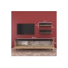 Mueble TV Completo en Melamina Color Roble y Negro, 180x35x48.5 cm, con 2 Estantes