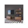 Mueble TV Completo en Melamina Color Nogal, 180x35x48.5 cm, con 2 Estantes