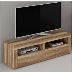 Mueble TV, Mesa de televisión 2 Puertas y 2 Estantes, Acabado en Cañon, Patas de Madera,135 cm Lar x 45 cm Al x 41,4 cm Fon