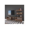 Mueble TV Completo en Melamina Color Nogal, 180x35x48.5 cm, con 2 Estantes