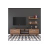 Mueble TV Completo en Melamina Color Nogal, 180x35x48.5 cm, con 2 Estantes