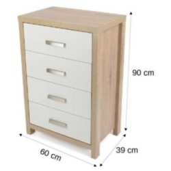 Sinfonier Dormitorio 4 Cajones Cambria Blanco 90cm - ¡Orden Perfecto!