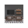 Mueble TV Completo en Melamina Color Nogal, 180x35x48.5 cm, con 2 Estantes
