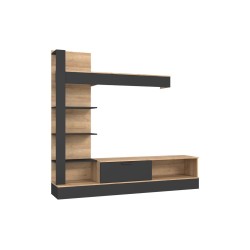 Living room complex Dranko pakoworld black-oak melamine 205x41.5x192cm