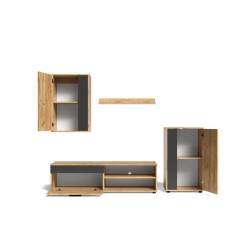 Mueble de Salón Modular Completo| Mueble para Televisión | Color Roble Nudoso y Negro