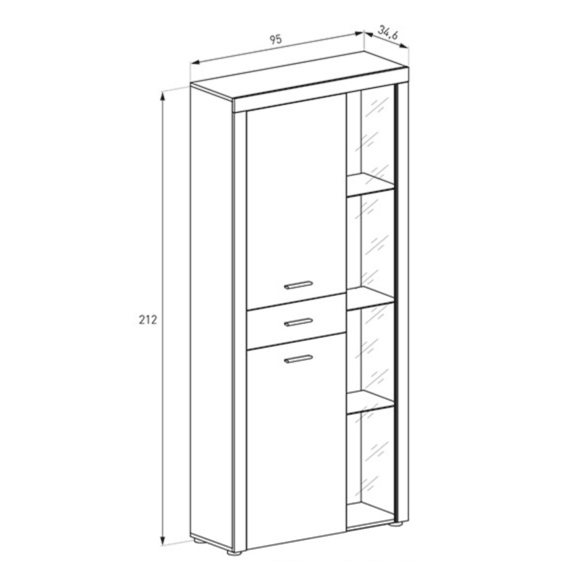 Mueble de Comedor, Color Cañón, Medidas: 230 cm (Anc) x 212 cm (Al) x 41,4 cm (Fon) + Mesa Centro Elevable 45,2x100x50