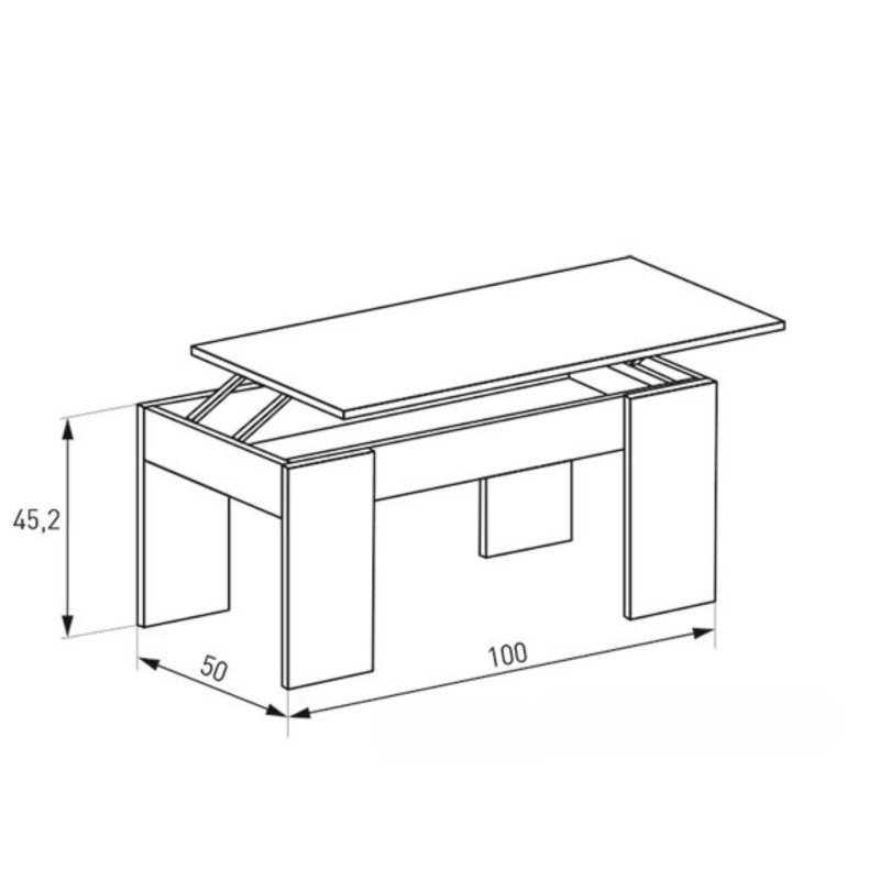 Mueble de Comedor, Color Cañón, Medidas: 230 cm (Anc) x 212 cm (Al) x 41,4 cm (Fon) + Mesa Centro Elevable 45,2x100x50