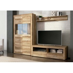 Mueble de Comedor, Mueble Salón, Acabado en Color Cañón, Medidas: 235 cm (Ancho) x 177 cm (Alto) x 41,4 cm (Fondo)