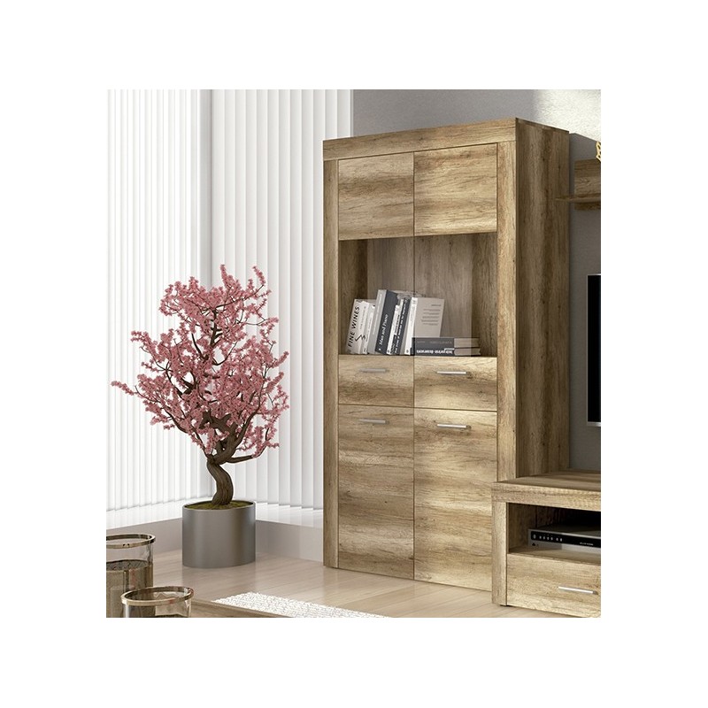 Mueble de Comedor, Mueble Salón, Acabado en Color Cañón, Medidas: 235 cm (Ancho) x 177 cm (Alto) x 41,4 cm (Fondo)