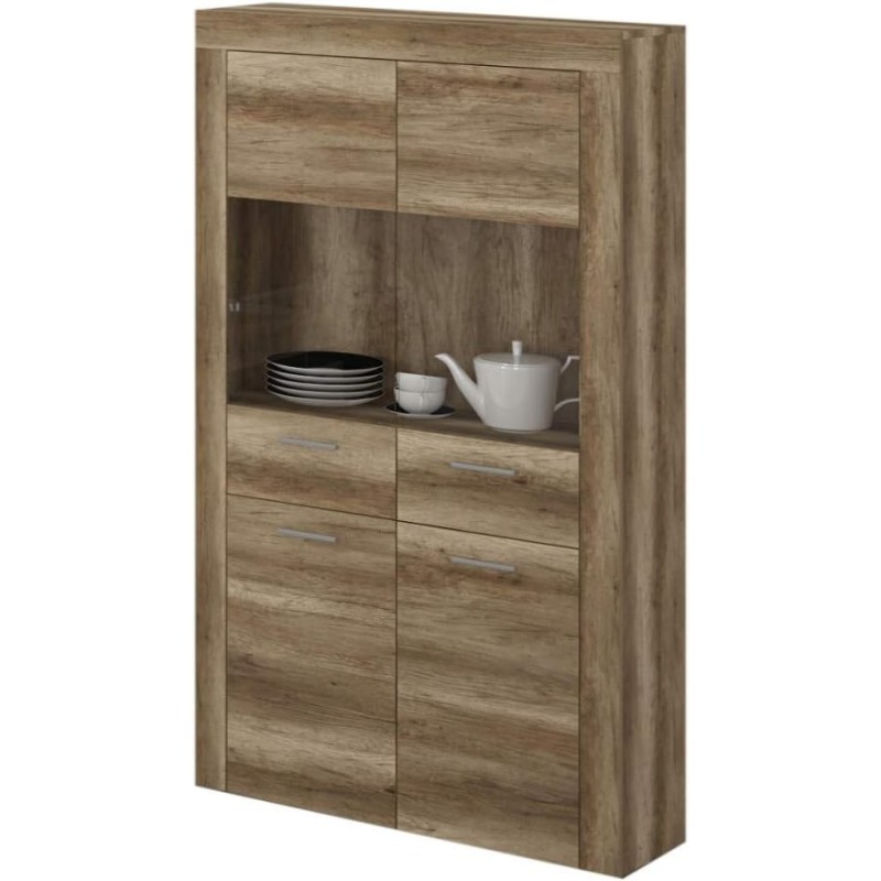 Mueble de Comedor, Mueble Salón, Acabado en Color Cañón, Medidas: 235 cm (Ancho) x 177 cm (Alto) x 41,4 cm (Fondo)