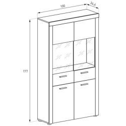 Mueble de Comedor, Mueble Salón, Acabado en Color Cañón, Medidas: 235 cm (Ancho) x 177 cm (Alto) x 41,4 cm (Fondo)