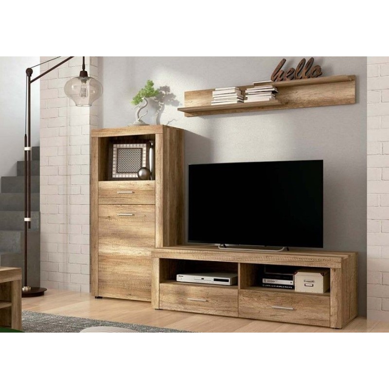 Mueble de Comedor, Mueble Salón, Acabado en Color Cañón, Medidas: 201 cm (Ancho) x 135 cm (Alto) x 41,4 cm (Fondo)