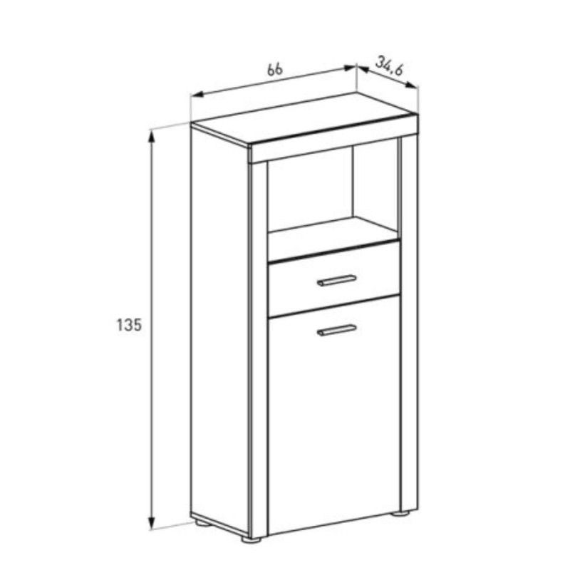 Mueble de Comedor, Mueble Salón, Acabado en Color Cañón, Medidas: 201 cm (Ancho) x 135 cm (Alto) x 41,4 cm (Fondo)