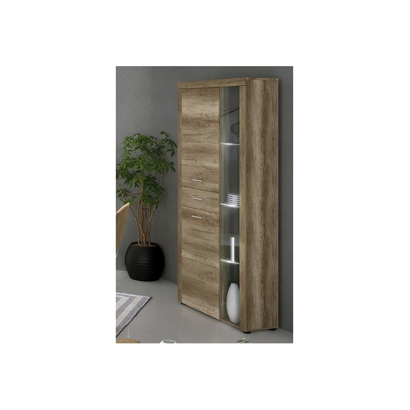 Mueble de Comedor, Mueble Salón, Acabado en Color Cañón, Medidas: 230 cm (Ancho) x 212 cm (Alto) x 41,4 cm (Fondo)