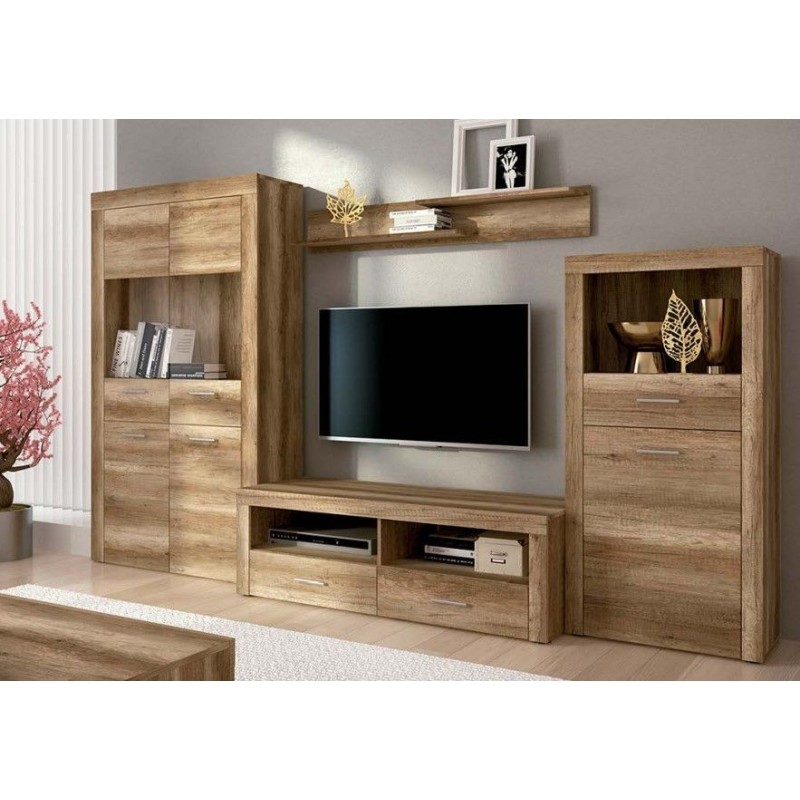 Mueble de Comedor, Mueble Salón, Acabado en Color Cañón, Medidas: 301 cm (Ancho) x 177 cm (Alto) x 41,4 cm (Fondo)