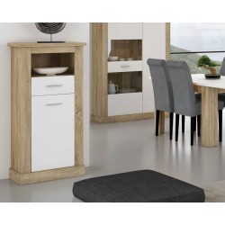Mueble de Comedor, Mueble Salón, Acabado en Blanco y Cambria, Medidas: 326 cm (Ancho) x 174,7 cm (Alto) x 41,8 cm (Fondo)