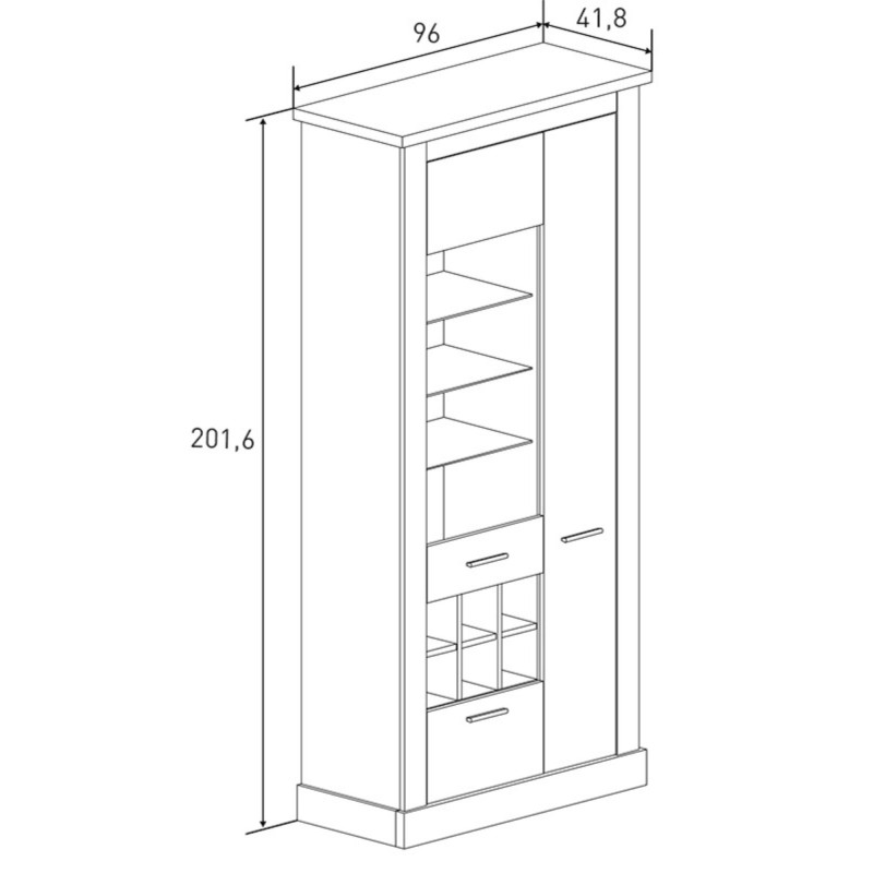 Mueble de Comedor, Mueble Salón, Acabado en Blanco y Cambria, Medidas: 276 cm (Ancho) x 201,6 cm (Alto) x 41,8 cm (Fondo)