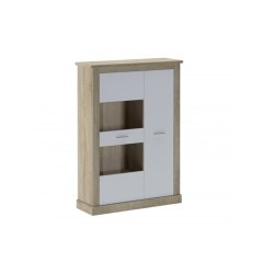 Mueble de Comedor, Mueble Salón, Acabado en Blanco y Cambria, Medidas: 305 cm (Ancho) x 174,7 cm (Alto) x 41,8 cm (Fondo)