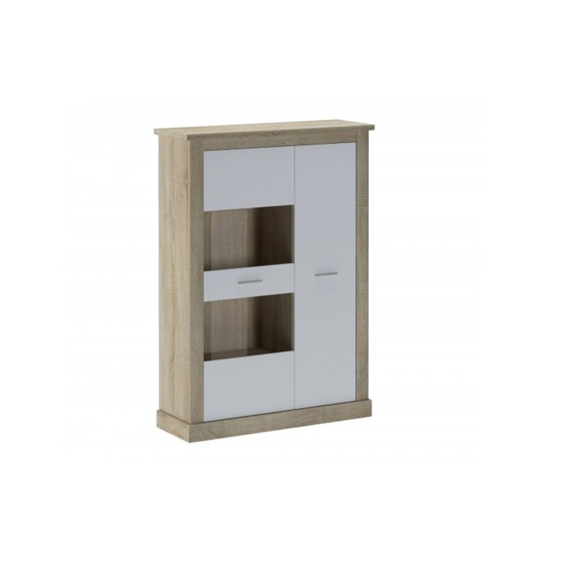 Mueble de Comedor, Mueble Salón, Acabado en Blanco y Cambria, Medidas: 305 cm (Ancho) x 174,7 cm (Alto) x 41,8 cm (Fondo)