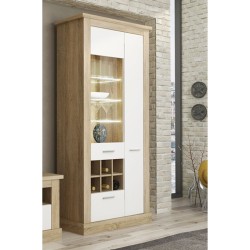 Mueble de Comedor, Mueble Salón, Acabado en Blanco y Cambria, Medidas: 276 cm (Ancho) x 201,6 cm (Alto) x 41,8 cm (Fondo)