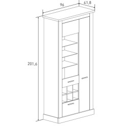 Mueble de Comedor, Mueble Salón, Acabado en Blanco y Cambria, Medidas: 276 cm (Ancho) x 201,6 cm (Alto) x 41,8 cm (Fondo)