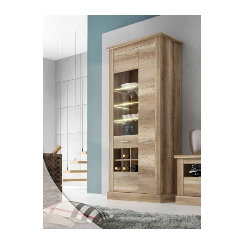 Mueble de Comedor, Mueble Salón, Acabado en Color Cañón, Medidas: 297 cm (Ancho) x 201,6 cm (Alto) x 41,8 cm (Fondo)