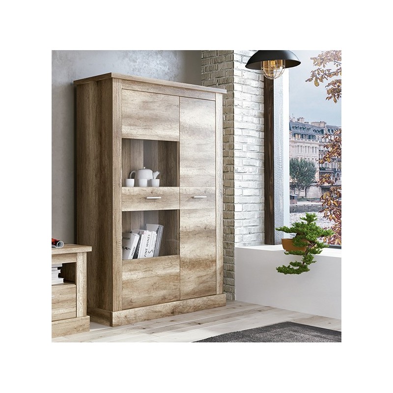 Mueble de Comedor, Mueble Salón, Acabado en Color Cañón, Medidas: 305 cm (Ancho) x 174,7 cm (Alto) x 41,8 cm (Fondo)