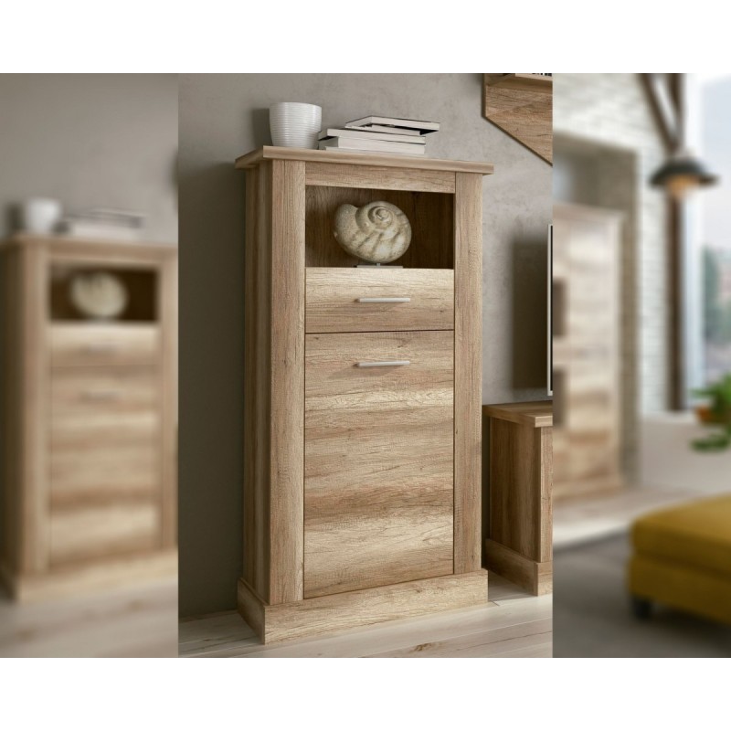 Mueble de Comedor, Mueble Salón, Acabado en Color Cañón, Medidas: 326 cm (Ancho) x 174,7 cm (Alto) x 41,8 cm (Fondo)