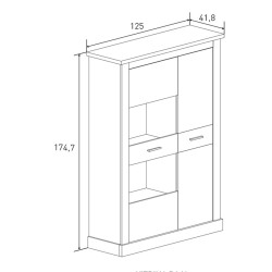 Mueble de Comedor, Mueble Salón, Acabado en Color Cañón, Medidas: 326 cm (Ancho) x 174,7 cm (Alto) x 41,8 cm (Fondo)