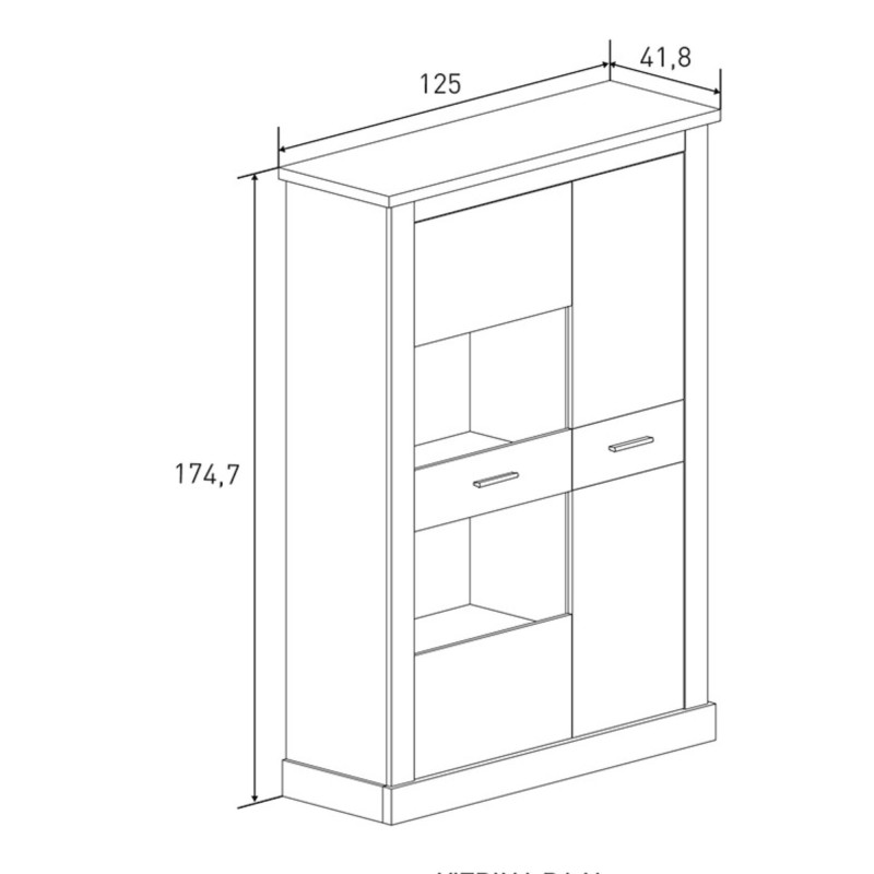 Mueble de Comedor, Mueble Salón, Acabado en Color Cañón, Medidas: 326 cm (Ancho) x 174,7 cm (Alto) x 41,8 cm (Fondo)