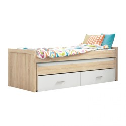 Cama Nido Juvenil con Dos Camas y Dos Cajones - Dormitorio en Cambria y Blanco - 200,5 x 98 x 72 cm