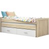Cama Nido Juvenil con Dos Camas y Dos Cajones - Dormitorio en Cambria y Blanco - 200,5 x 98 x 72 cm