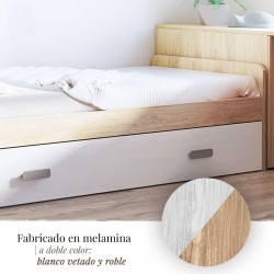 Cama Nido de Melamina Color Puccini Andersen – Ancho 194,4 cm x Fondo 98 cm x Alto 58 cm, Ideal para Habitaciones Juveniles.