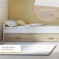 Cama Nido de Melamina Color Andersen y Puccini – Ancho 194,4 cm x Fondo 98 cm x Alto 58 cm, Ideal para Habitaciones Juveniles.