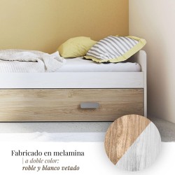 Cama Nido de Melamina Color Andersen y Puccini – Ancho 194,4 cm x Fondo 98 cm x Alto 58 cm, Ideal para Habitaciones Juveniles.
