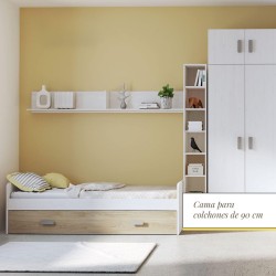 Cama Nido de Melamina Color Andersen y Puccini – Ancho 194,4 cm x Fondo 98 cm x Alto 58 cm, Ideal para Habitaciones Juveniles.
